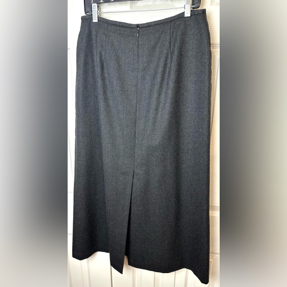 TALBOTS 100% Wool Maxi Skirt Charcoal Gray Lined Rear Slit Long Length Ankle - Picture 4 of 7